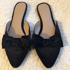 LOFT Black Mules with Bow Detail and Pointed Toe